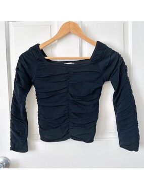 Bohme Black Ruched Long Sleeve Stretchy Top Size XS